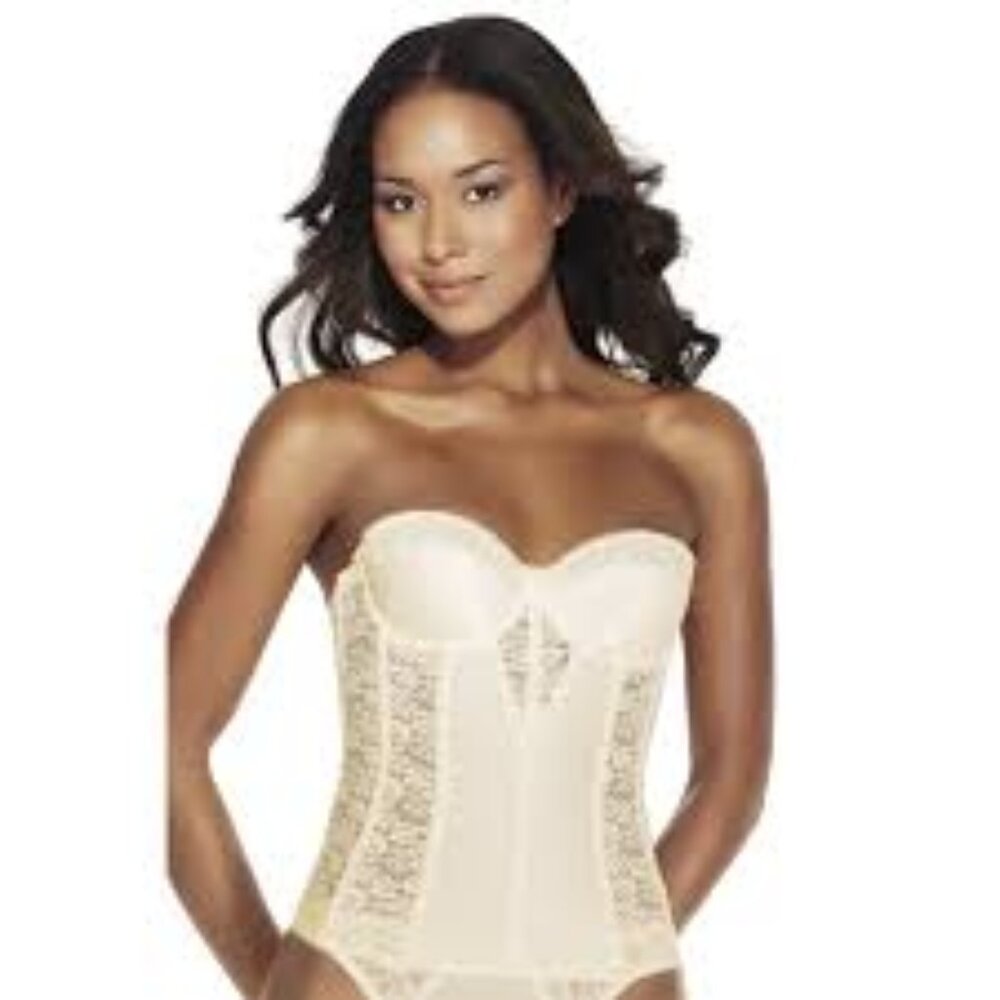 Dominique Women S Lace Longline Corset Full Figure Bustier Bra #8949 NWT